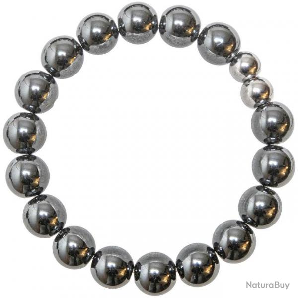 Bracelet en hmatite - Perles rondes 10 mm