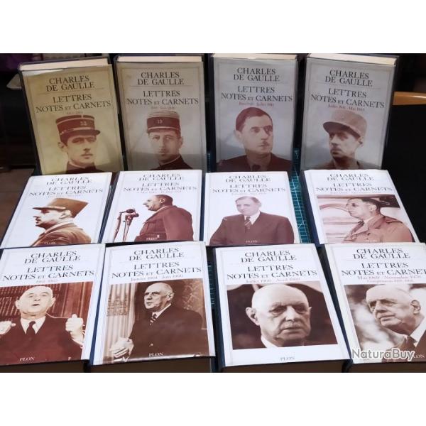 LETTRES, NOTES ET CARNETS DE CHARLES DE GAULLE, EDITION PLON 12 VOLUMES