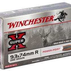 Cartouches Winchester 9.3x74mm R 286gr (18,5g) Power Point / 20