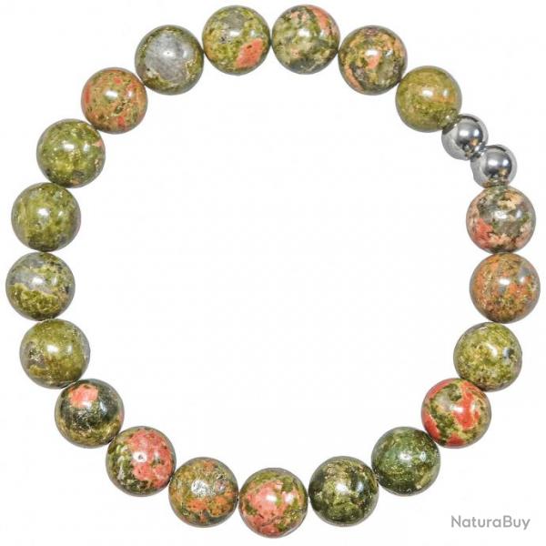 Bracelet en unakite - Perles rondes 8 mm