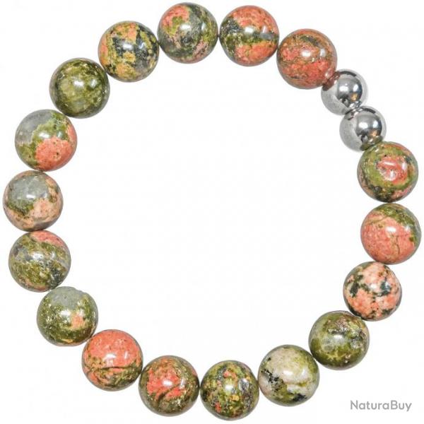 Bracelet en unakite - Perles rondes 10 mm