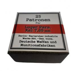 7,65 mm Luger Parabellum: Reproduction boite cartouches (vide) DWM 11369461