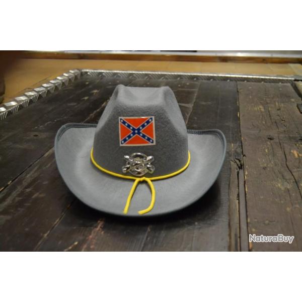 Chapeau sudiste confdr pour costume / dguisement. Dco western farwest country cowboy