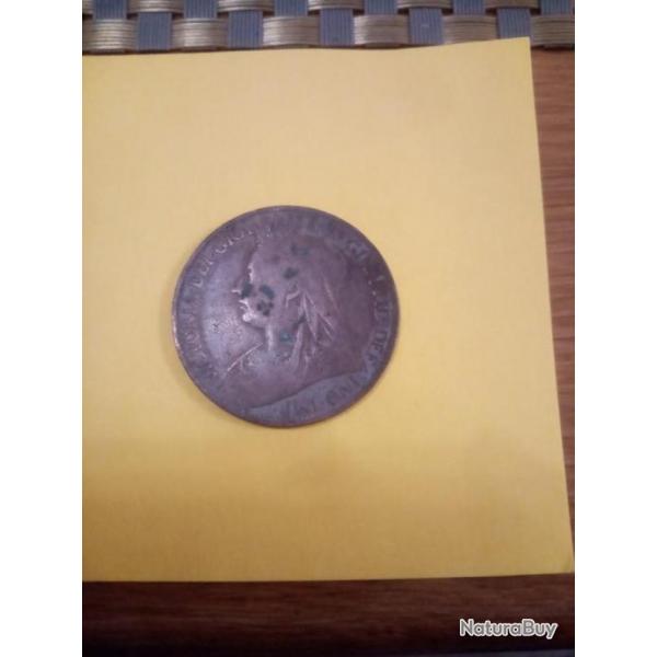 Pice 1 penny reine Victoria d'Angleterre date 1898 en TBE mais  nettoyer