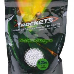 Sachet 1000 billes airsoft Bio 0.25g (Rockets)