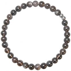 Bracelet en obsidienne argentée - Perles rondes 6 mm