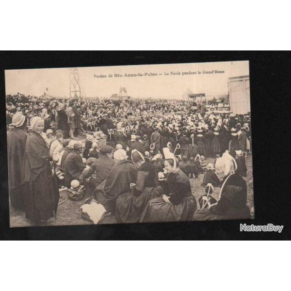 pardon de sainte anne la palue la foule pendant la grand'messe  carte postale ancienne