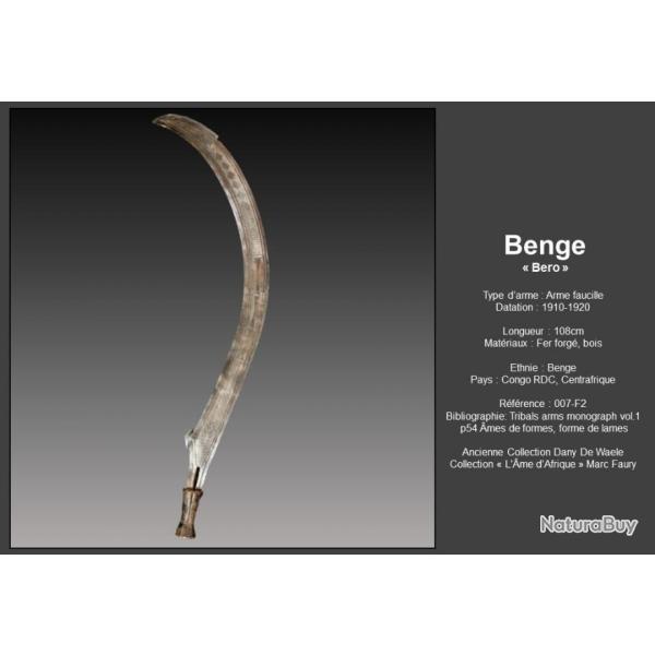 Extraordinaire authentique sabre BENGE afrique