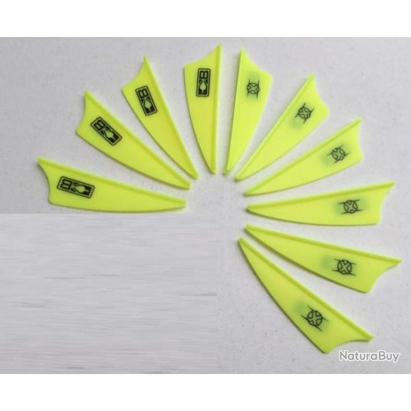 Lot de 10 Plumes Plastique (Vanes) Shield Bohning X-Vane 1.75 Fy-Ny (Neon Jaune)