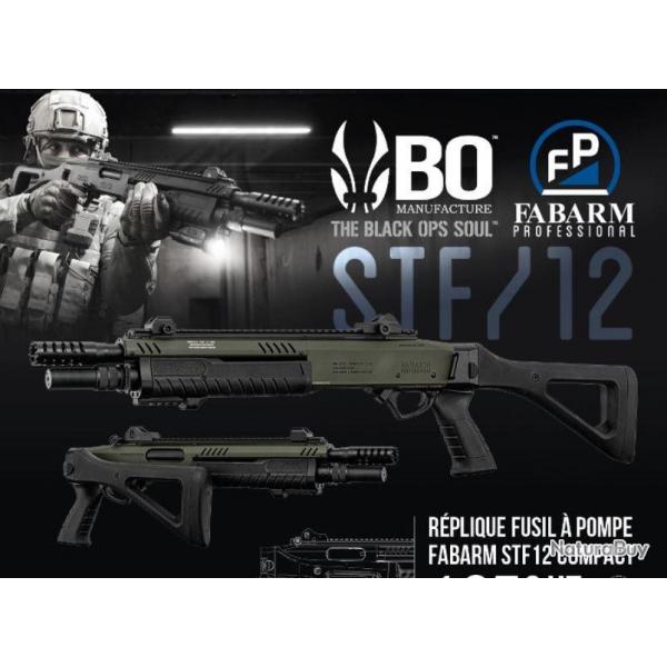 Rplique fusil  pompe FABARM STF12 short initial noir Gaz,  TAN
