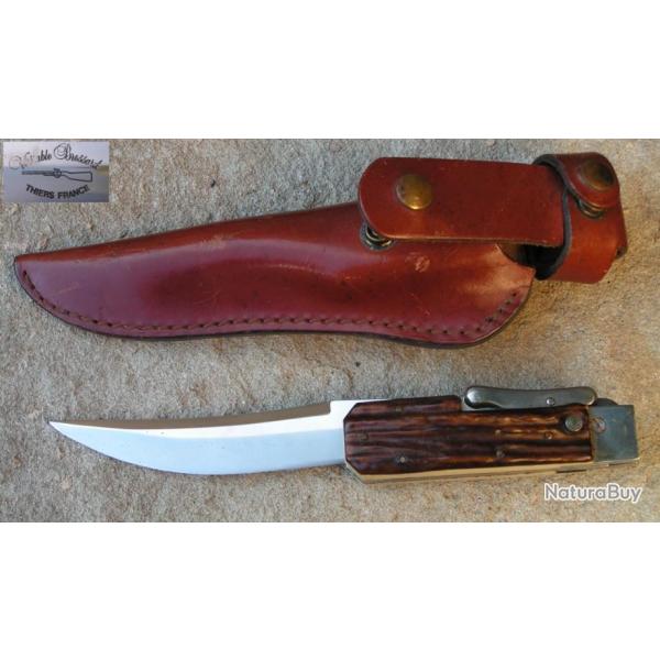Ancien Couteau type chasse  la d'Estaing Brossard Etat Neuf tui cuir