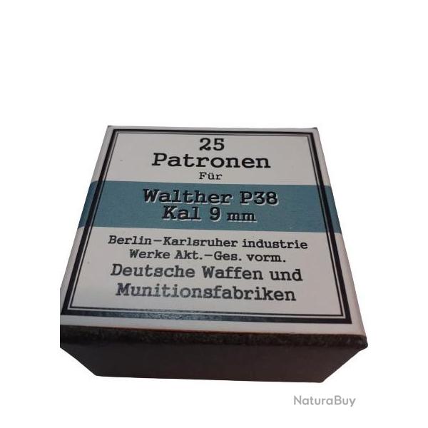 9 mm Walther P38: Reproduction boite cartouches (vide) DWM 11374999