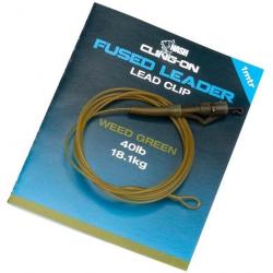 MONTAGE CLING ON FUSED LEADER LEAD CLIP WEED GREEN 1M 40LB NASH