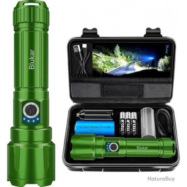 Lampe Torche LED 20000 Lumens Zoomable Batterie 5000mAh 5 Modes clairage  A+++ tanche IP67