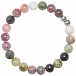 Bracelet en tourmaline multicolore - Perles rondes 8 mm