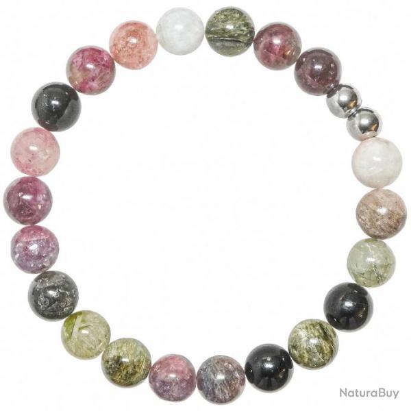 Bracelet en tourmaline multicolore - Perles rondes 8 mm
