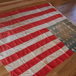 Authentique drapeau US 48 étoiles WW2, très usagé