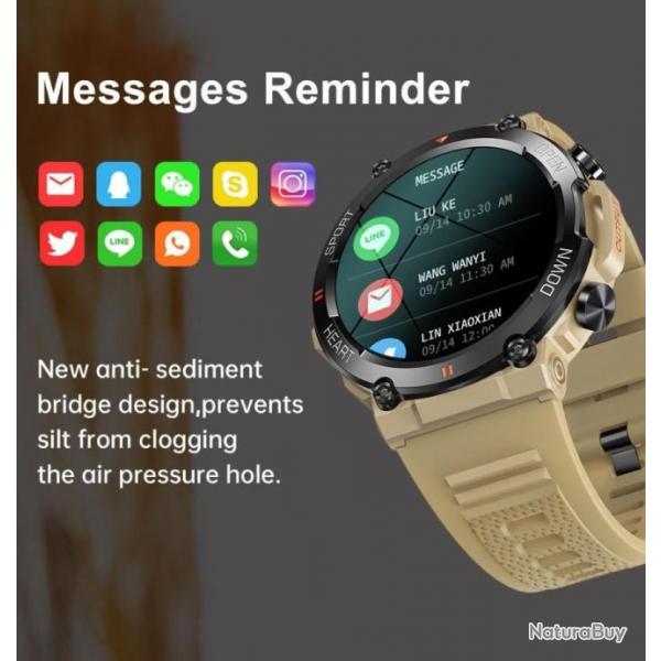 Montre Connecte Homme Appel,1.39" HD Smartwatch tanche avec Tensiomtre Cardiofrquencemtre