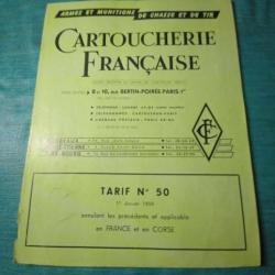 Livret tarif Cartoucherie Française janvier 1958 REF 12