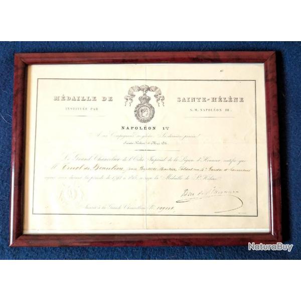 Diplme Mdaille de Sainte-Hlne.