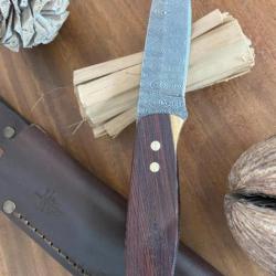 ASKOLIN - très beau couteau en acier damas, pièce unique pour collection, trekking, chasse