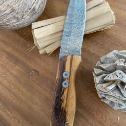 ARVONEN - très beau couteau en acier damas, pièce unique pour collection, trekking, chasse
