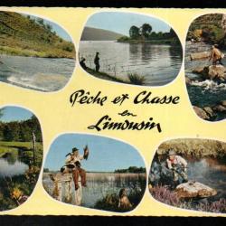 pêche et chasse en limousin multivues carte postale