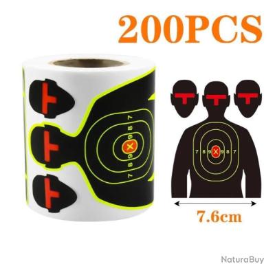 ROULEAU DE 200 cibles réactives autocollantes noir et rouge EUR 18,50