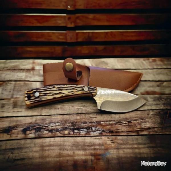Couteau lame fixe damas avec holster