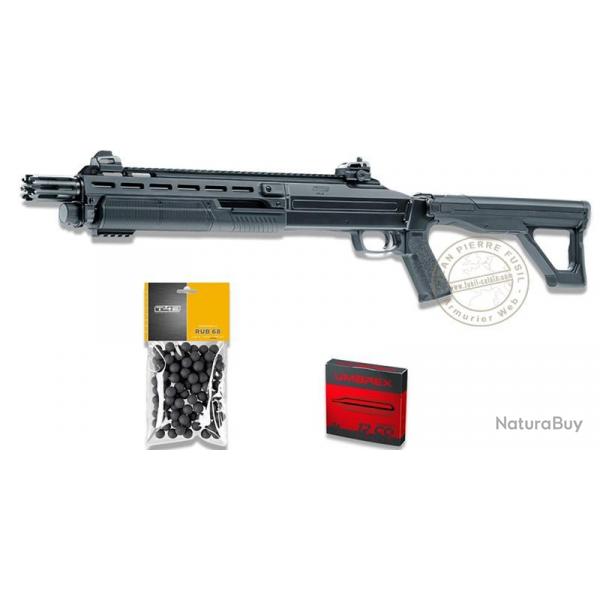 Pack fusil  pompe Umarex T4E HDX 68  CO2 et balles de caoutchouc - Cal.68 (16 Joules max)