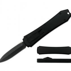 Mini couteau éjectable, Couleur noir, Lame double tranchant
