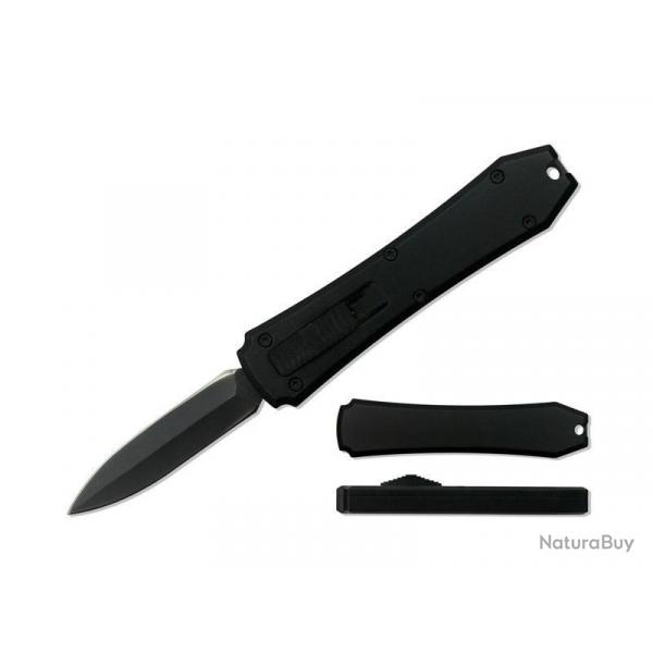 Mini couteau jectable, Couleur noir, Lame double tranchant