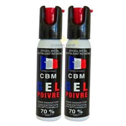 Lot 2 bombes lacrymogènes GEL POIVRE OC 25ml 1/4 de tour - CBM (fabriqué en France)