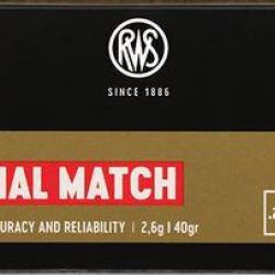 Cartouches RWS SPECIAL MATCH Calibre 22LR - 40 grs - Boite de 50 unités