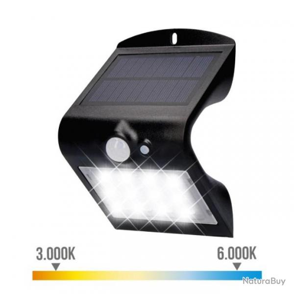 Lampe applique solaire rechargeable 1,5 W 220 lumens avec capteur de mouvement Noir
