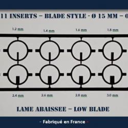 Lot de 11 Inserts diam 15 mm - Set of 11 Inserts for Sight 0,590". Blade (low): BSA, FS21, FS22...