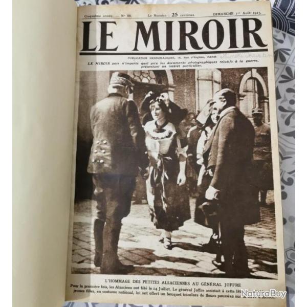 Vend livre ancien journal le miroir anne 1915 1916