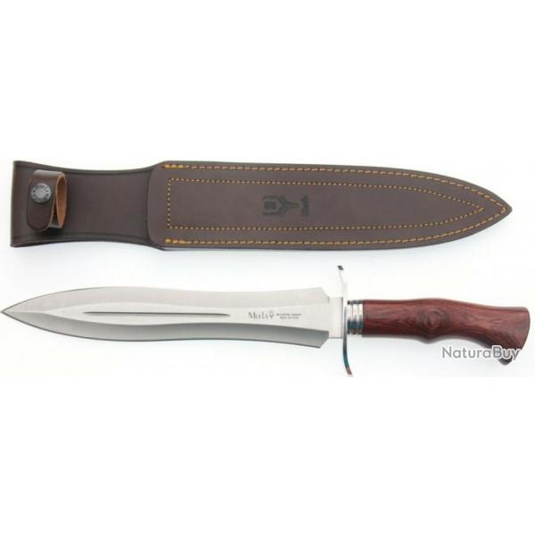 Muela Agarre Couteau de chasse - manche en bois de corail press, lame 24,5 cm