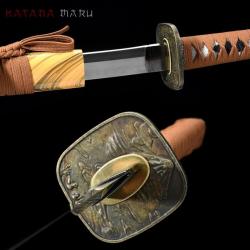 Véritable Katana Japonais, Acier T10 avec hamon, Tranchant rasoir, Peau de Raie Authentique