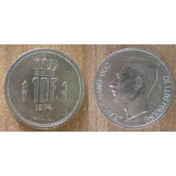 Luxembourg 10 Francs 1974 Piece Cent Cents