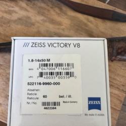 Zeiss V8 1.8-14x50 Réticule 60 montage à rail ZM 2ASV+ (tourelle mémorielle)