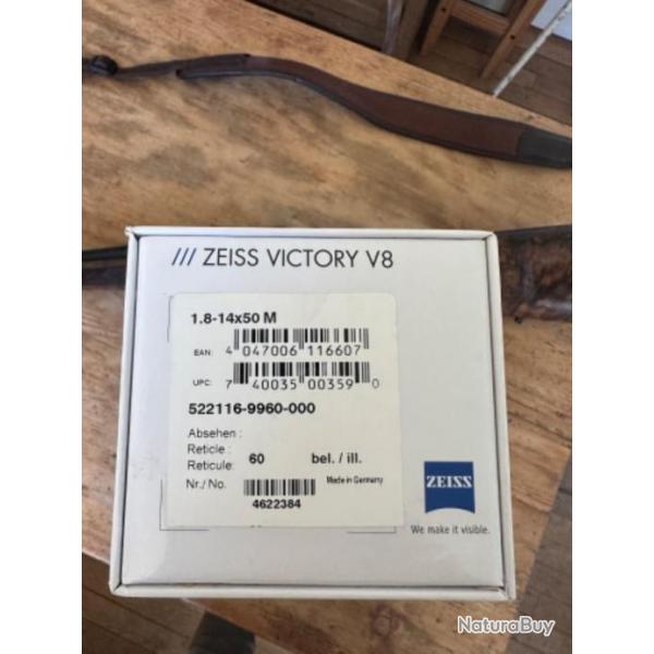 Zeiss V8 1.8-14x50 Rticule 60 montage  rail ZM 2ASV+ (tourelle mmorielle)