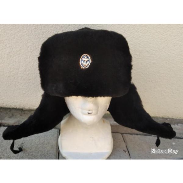 CHAPKA-OUCHANKA TAILLE 56 MARINE RUSSE VMF EN FOURRURE DE MOUTON ET LAINE 2010 NEUVE