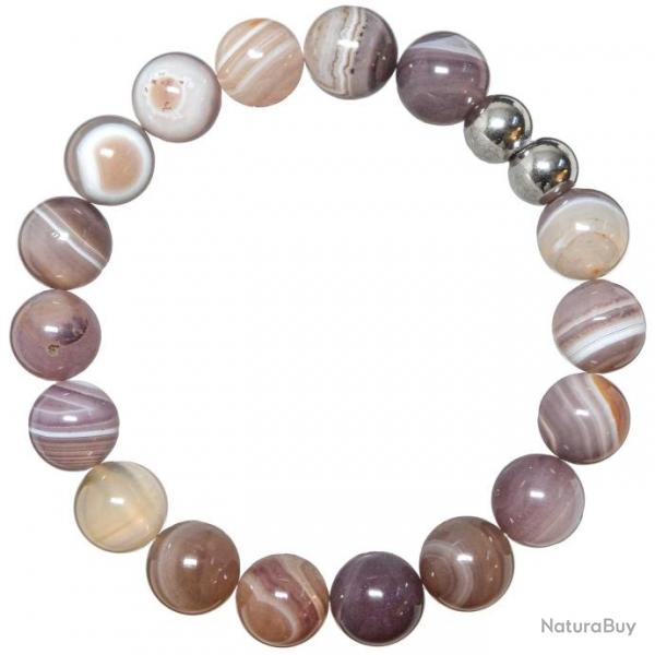 Bracelet en agate de Botswana - Perles rondes 10 mm