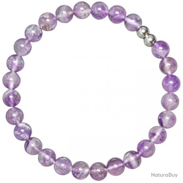 Bracelet en amthyste  chevrons - Perles rondes 6 mm