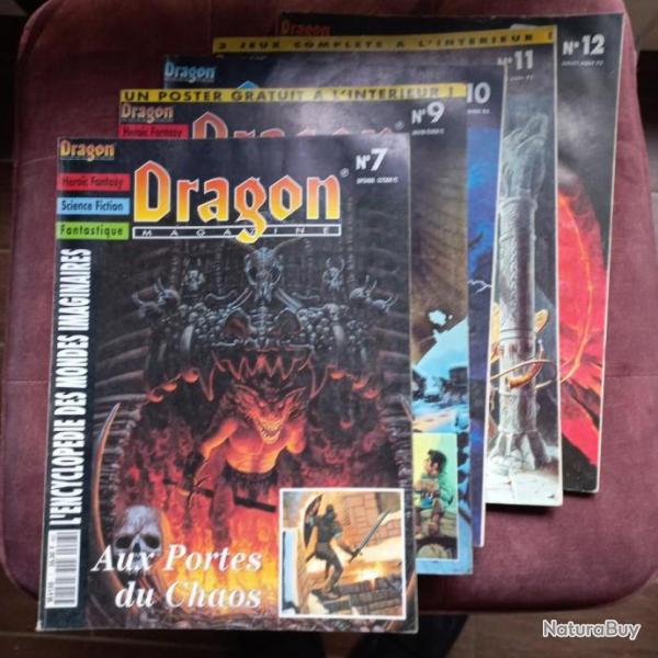 Lot de 5 numros de Dragon Magazine en  bon tat.  culture heroic fantasy des annes 1990