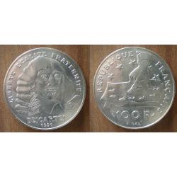 France 100 Francs 1991 Descartes NEUVE Piece Argent Frcs Frc Frs Franc