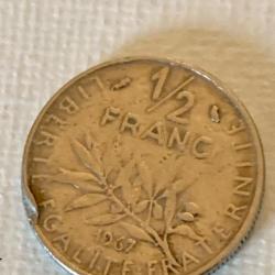 50 centimes Semeuse 1967 fautée