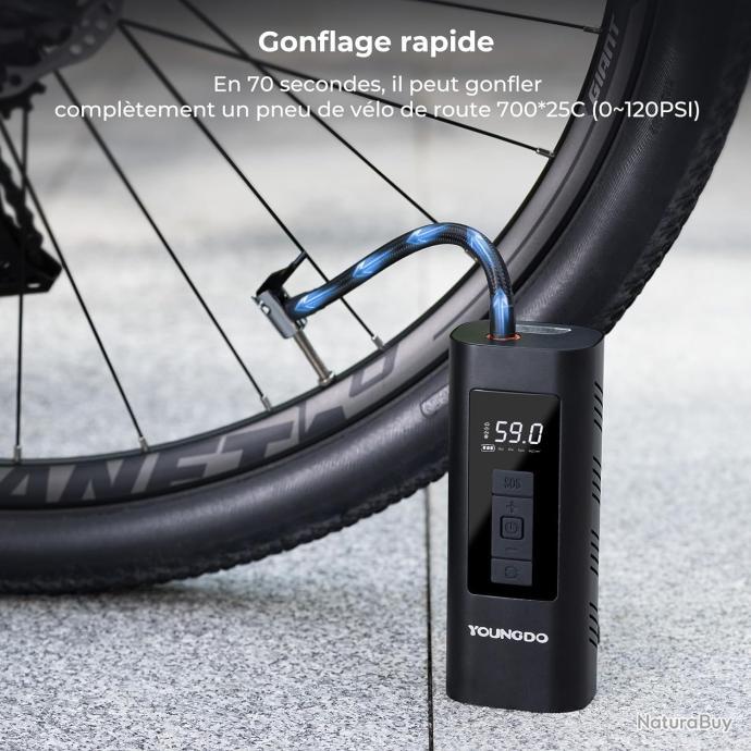 Gonfleur de pneu portable sans fil 6000 mAh : pompe à air numérique 150 psi  pour voitures, vélos et bateaux