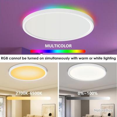 Ampoule LED Bluetooth 24W lampe de plafond colorée à 4 feuilles de